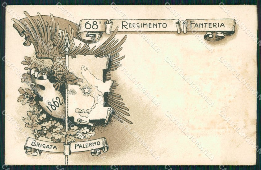 Militari 68º Reggimento Fanteria Brigata Palermo ABRASA cartolina XF0188 – fronte