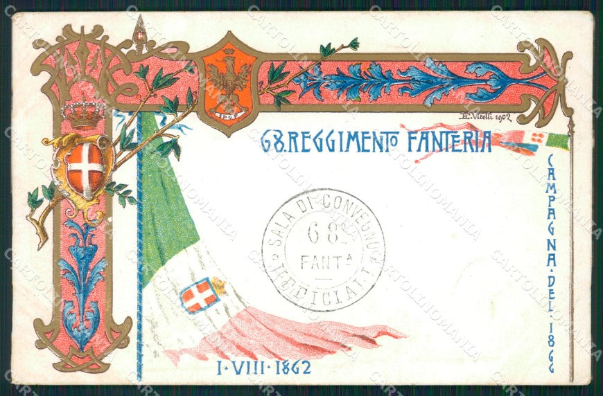 Militari 68º Reggimento Fanteria Campagna 1866 cartolina XF0189 – fronte