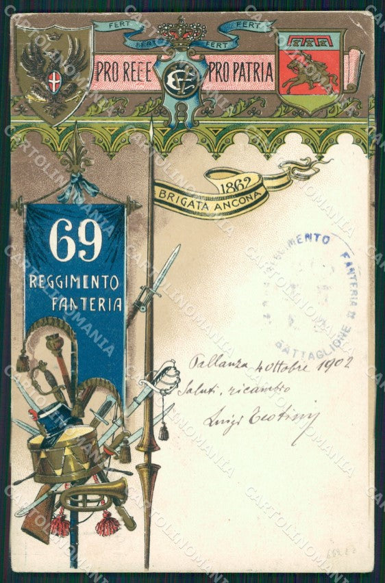 Militari 69º Reggimento Fanteria cartolina XF0191 – fronte