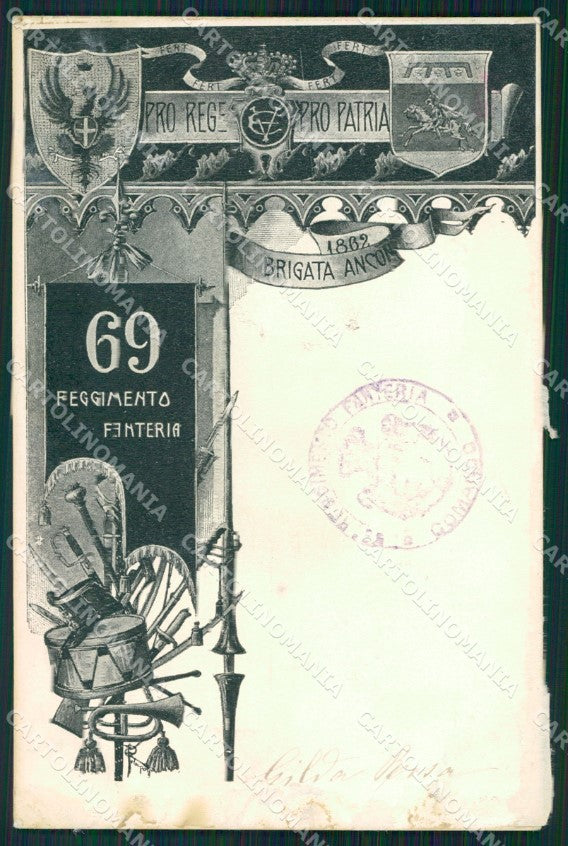 Militari 69º Reggimento Fanteria ABRASA cartolina XF0194 – fronte