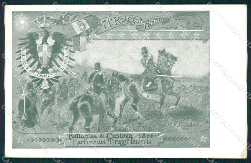 Militari 71º Reggimento Fanteria Battaglia di Custoza cartolina XF0196 – fronte