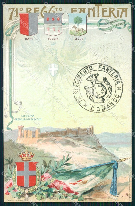 Militari 71º Reggimento Fanteria Lucera Castello dei Saraceni cartolina XF0204 – fronte