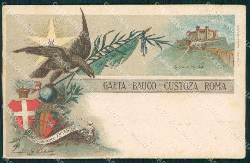 Militari 73º Reggimento Fanteria Rocca Spoleto III Granatieri cartolina XF0205 – fronte