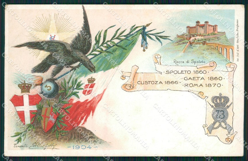 Militari 73º Reggimento Fanteria Rocca Spoleto III Granatieri cartolina XF0206 – fronte