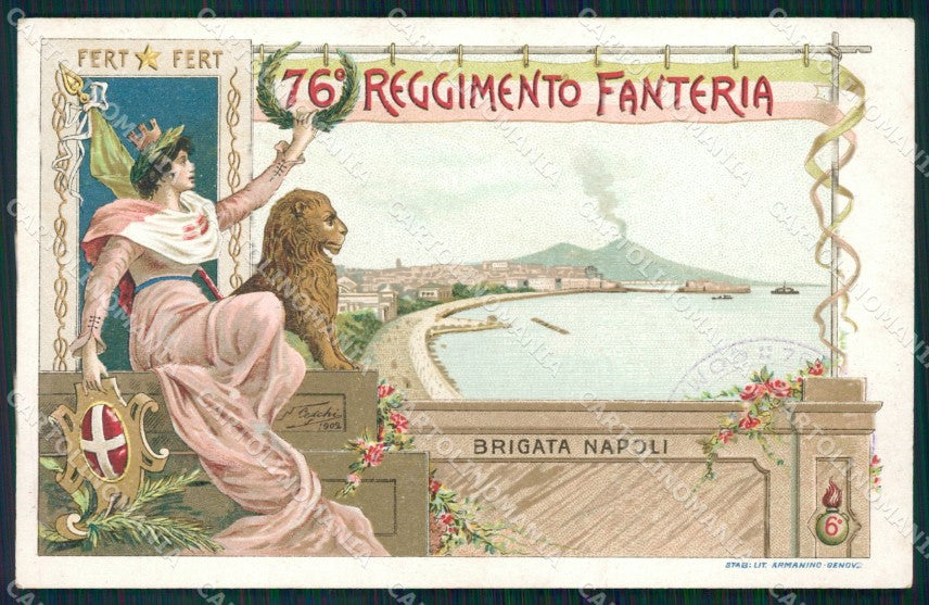 Militari 76º Reggimento Fanteria Brigata Napoli cartolina XF0214 – fronte