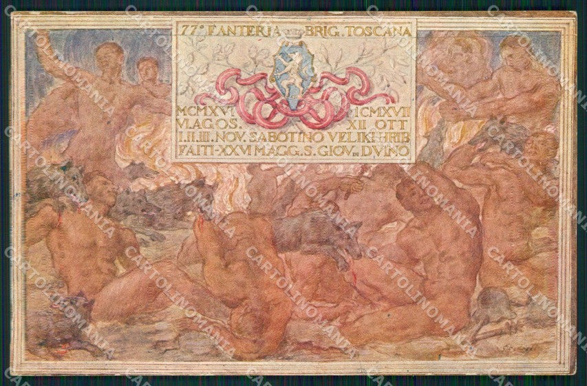 Militari 77º Reggimento Fanteria Brigata Toscana Barbieri cartolina XF0215 – fronte
