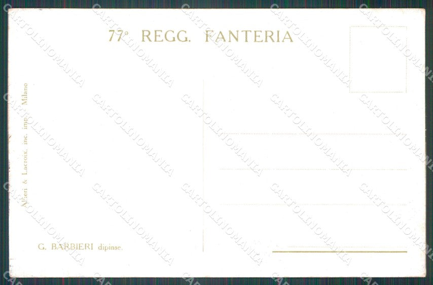 Militari 77º Reggimento Fanteria Brigata Toscana Barbieri cartolina XF0215 – retro