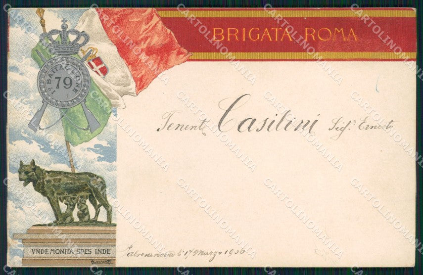 Militari 79º Reggimento Fanteria Brigata Roma I Battaglione cartolina XF0221 – fronte