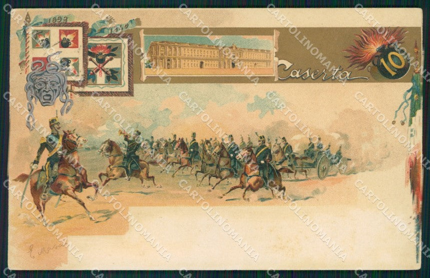 Militari Artiglieria Caserta ABRASA PIEGHINE cartolina XF0238 – fronte