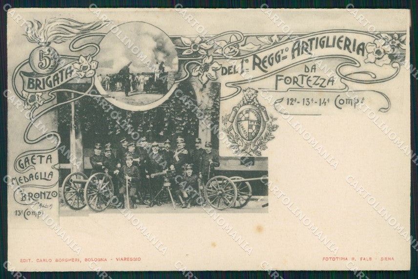 Militari I Reggimento Artiglieria V Brigata ABRASA cartolina XF0250 – fronte