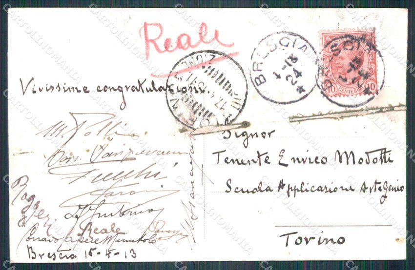Militari 16º Reggimento Artiglieria da Campagna Brescia COLLA cartolina XF0256 – retro