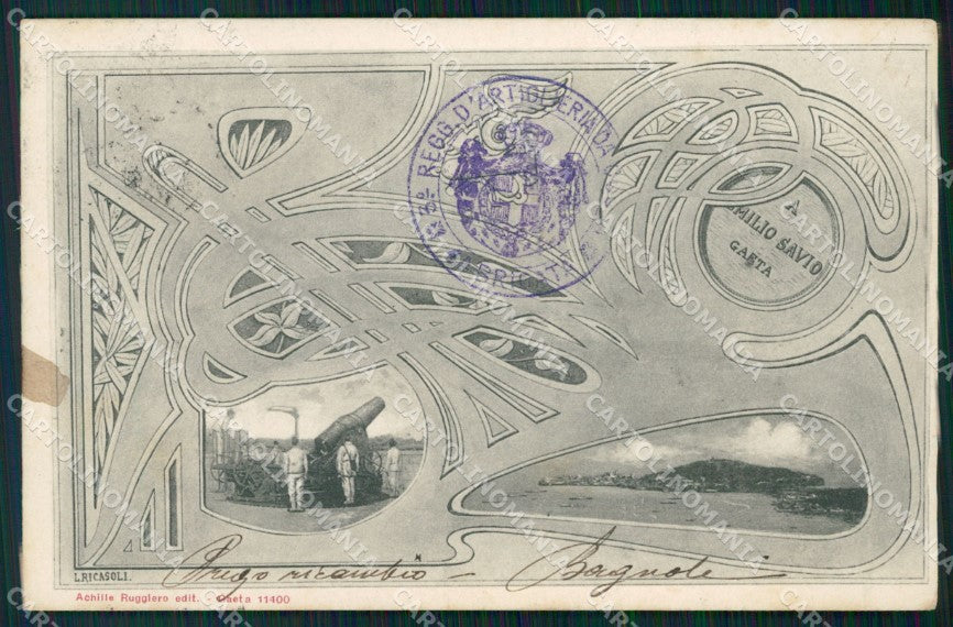 Militari III Reggimento Artiglieria da Costa IV Brigata Gaeta cartolina XF0261 – fronte