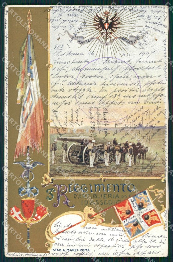 Militari III Reggimento Artiglieria PIEGA cartolina XF0279 – fronte