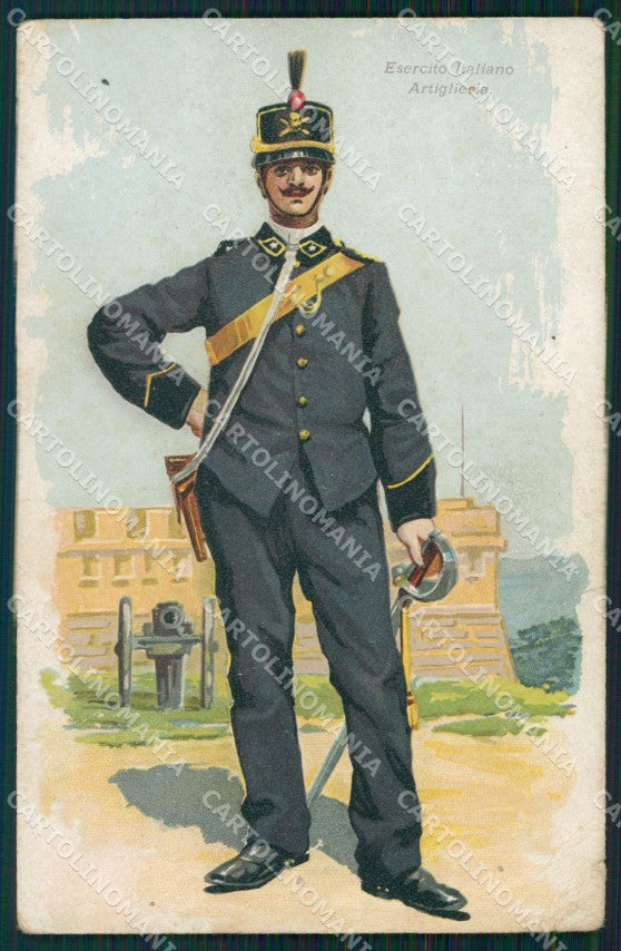 Militari Esercito Italiano Artiglieria Uniforme PIEGHINE cartolina XF0304 – fronte