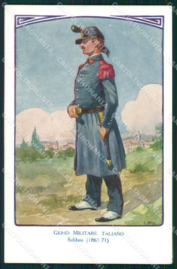 Militari Genio Italiano Soldato Uniforme Besi cartolina XF0320 – fronte