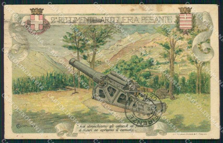 Militari II Reggimento Artiglieria Pesante Olivetti PIEGHE cartolina XF0340 – fronte