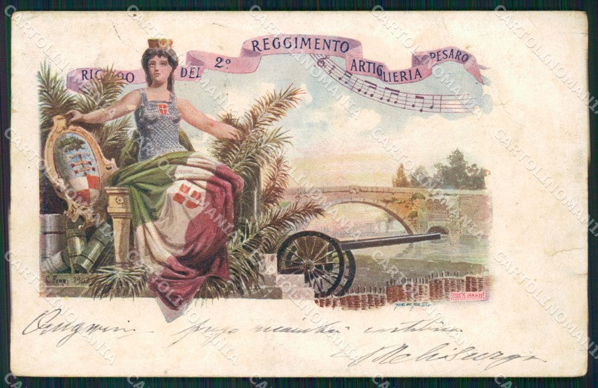 Militari II Reggimento Artiglieria Pesaro Ferri STRAPPINO cartolina XF0341 – fronte
