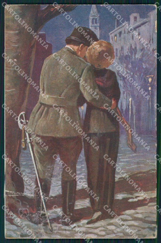 Militari Coppia Romantica ABRASA cartolina XF0357 – fronte