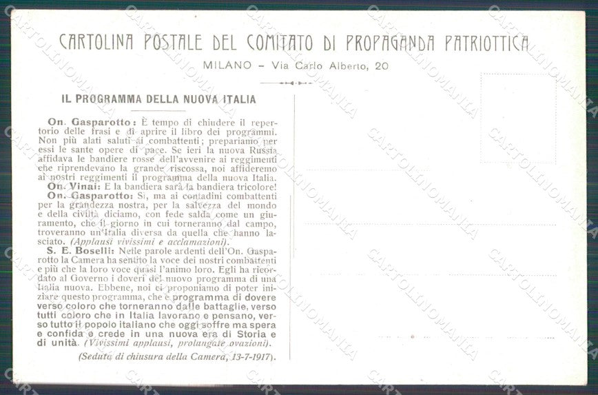 Militari Comitato di Propaganda Patriottica Metlicoviz cartolina XF0373 – retro