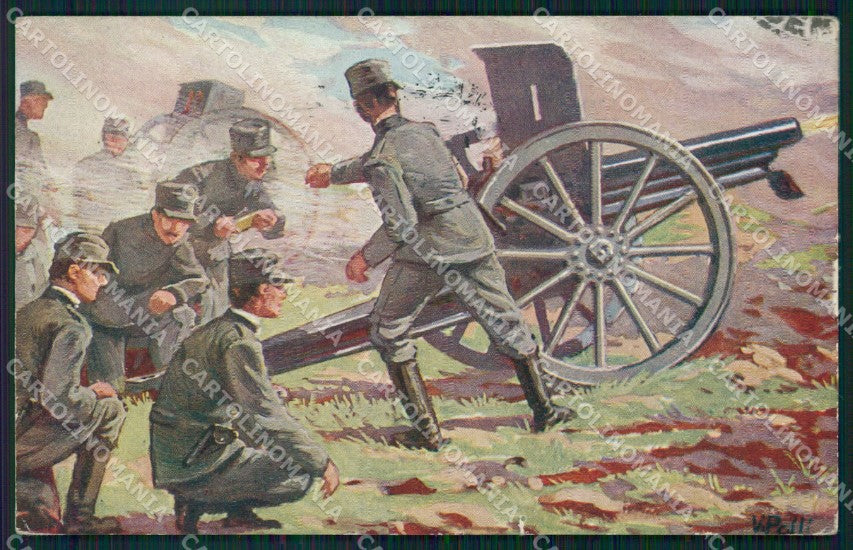 Militari WWI Propaganda Artiglieria Polli STRAPPINO cartolina XF0383 – fronte