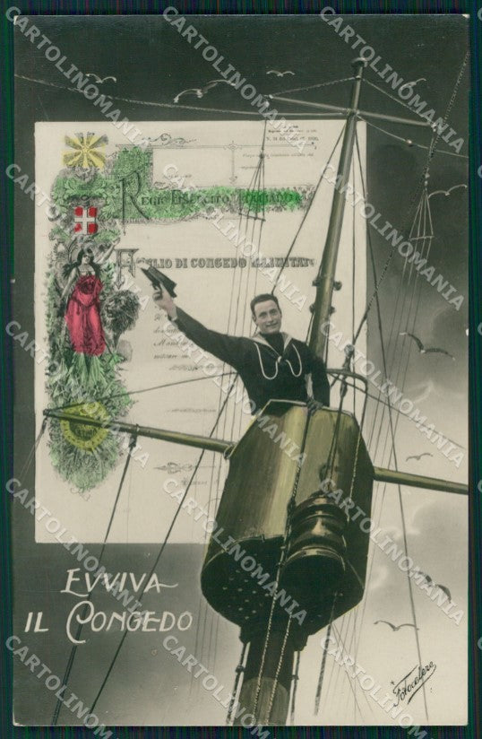 Militari WWI Propaganda Marina Congedo Foto cartolina XF0398 – fronte