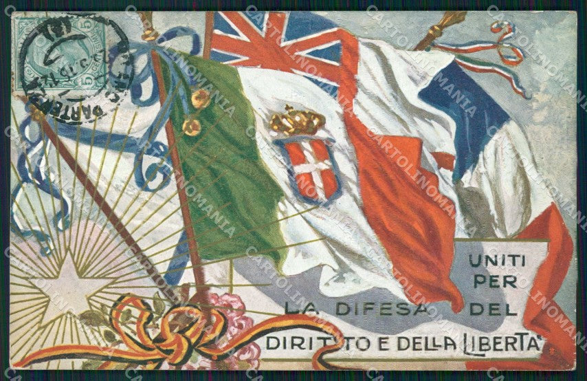 Militari WWI Propaganda Bandiere Alleati Flags cartolina XF0403 – fronte
