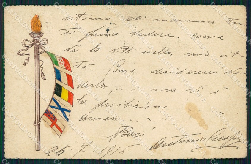 Militari WWI Propaganda Bandiere Alleati Flags cartolina XF0408 – fronte
