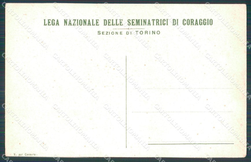 Militari WWI Propaganda Bandiere Flag Lega Seminatrici Coraggio cartolina XF0409 – retro