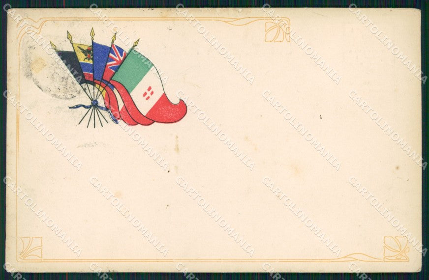 Militari WWI Propaganda Bandiere Alleati Flags ABRASA cartolina XF0413 – fronte