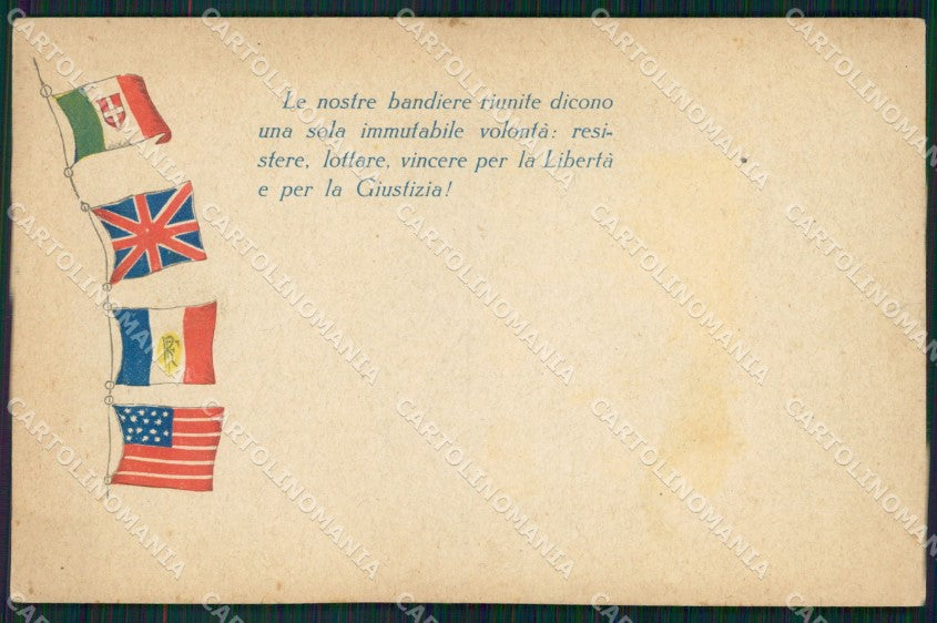 Militari WWI Propaganda Bandiere Alleati Flags cartolina XF0414 – fronte