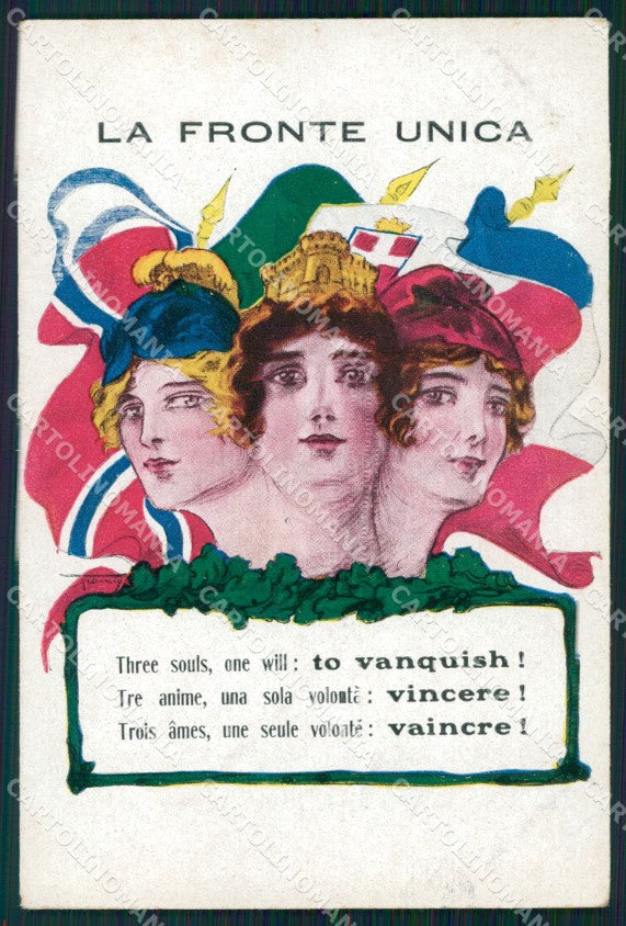 Militari WWI Propaganda Bandiere Alleati Flags cartolina XF0422 – fronte