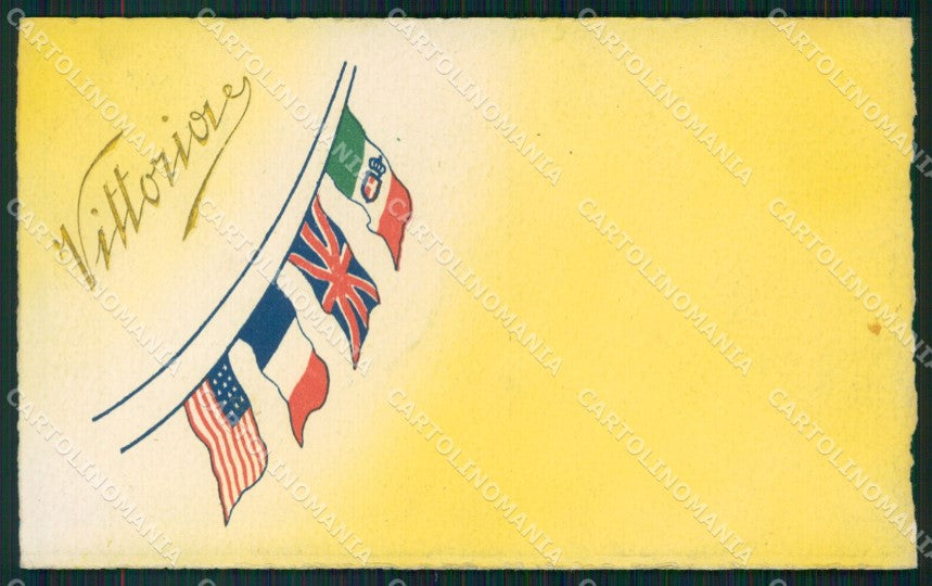Militari WWI Propaganda Bandiere Alleati Flags cartolina XF0423 – fronte