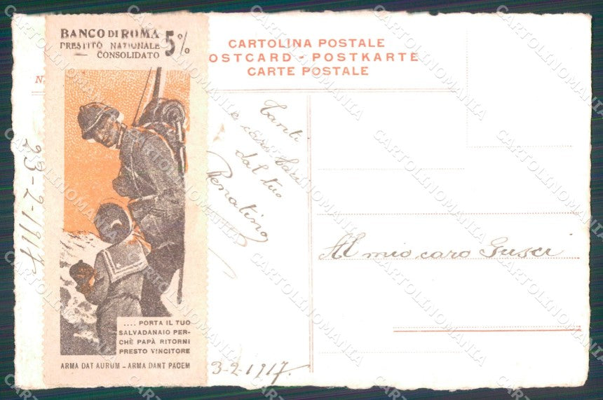 Militari WWI Propaganda Bandiere Alleati Flags Dipinta a Mano cartolina XF0427 – retro
