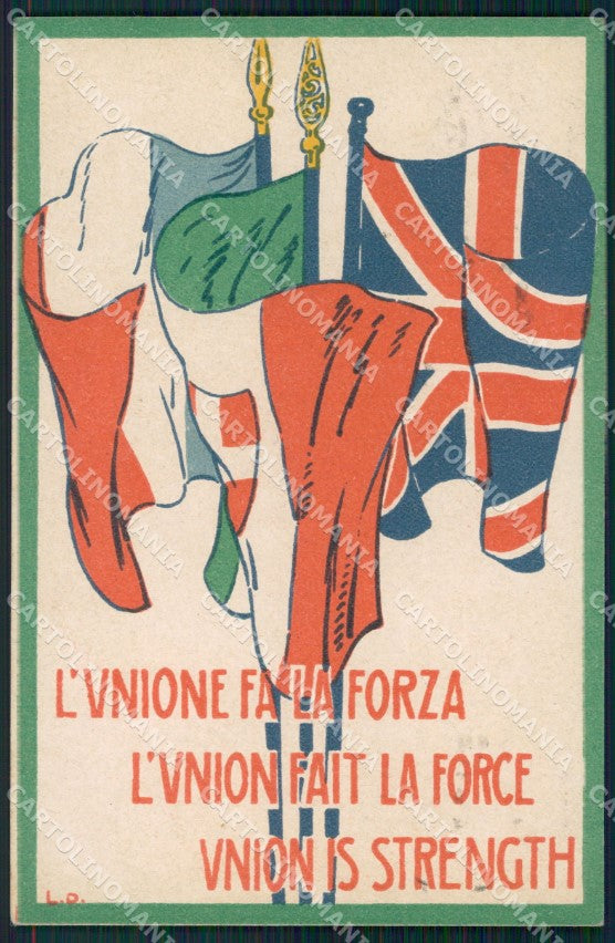 Militari WWI Propaganda Patriottica Livorno Bandiere Flags cartolina XF0430 – fronte