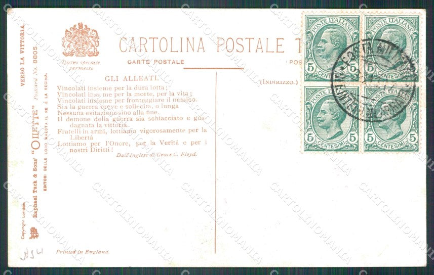 Militari WWI Propaganda Bandiere Alleati Flags Oilette Tuck cartolina XF0433 – retro