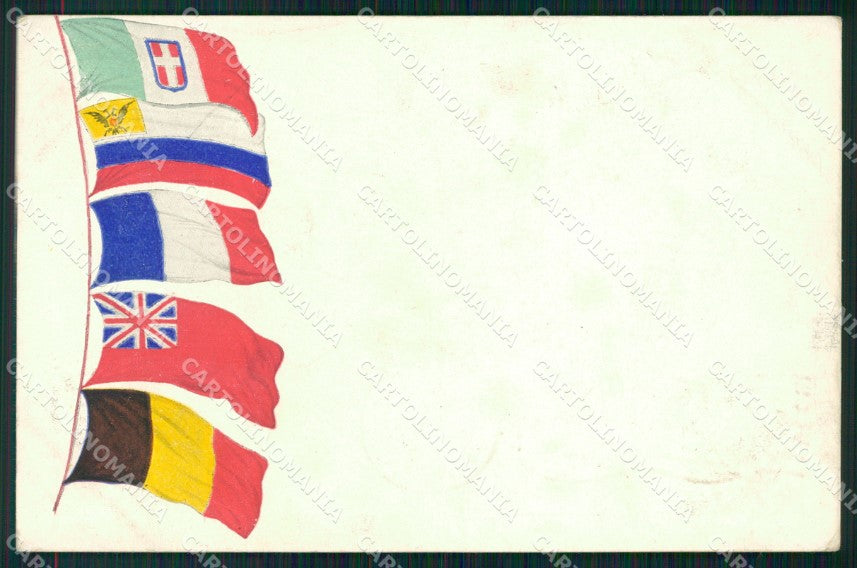 Militari WWI Propaganda Bandiere Alleati Flags cartolina XF0434 – fronte