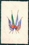 Militari WWI Propaganda Bandiere Alleati Flags Dipinta a Mano cartolina XF0435 – fronte