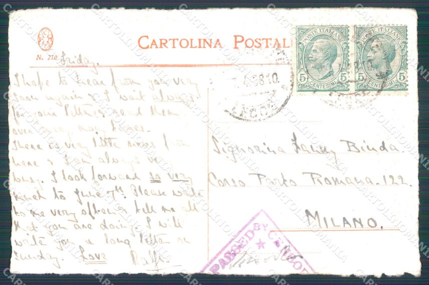 Militari WWI Propaganda Bandiere Alleati Flags Dipinta a Mano cartolina XF0435 – retro