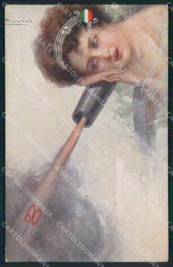 Militari WWI Propaganda Artiglieria Musica Italiana Pizzolato cartolina XF0459 – fronte