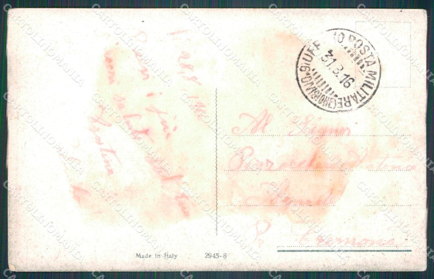 Militari WWI Propaganda Soldato Sidoli Franchigia ABRASA cartolina XF0468 – retro