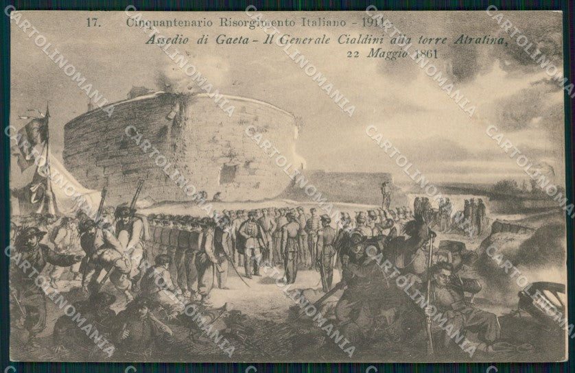 Militari Risorgimento Italiano Assedio di Gaeta Torre Atratina cartolina XF0497 – fronte