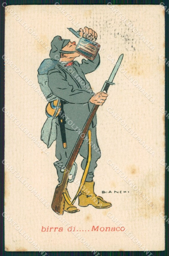 Militari Propaganda WWI Fanteria Birra di Monaco Bianchi cartolina XF0526 – fronte