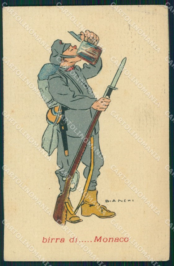 Militari Propaganda WWI Fanteria Birra di Monaco Bianchi cartolina XF0528 – fronte