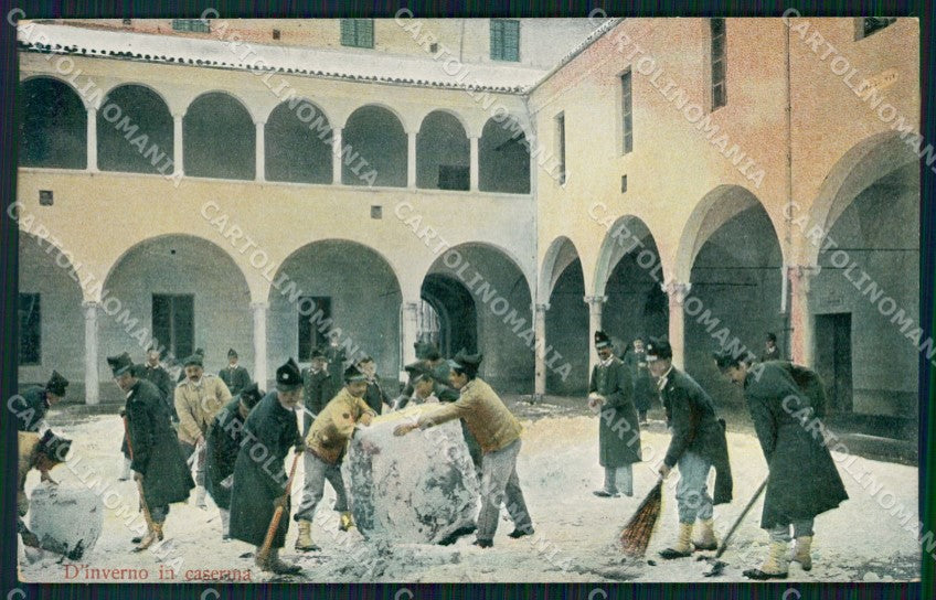 Militari Regio Esercito Inverno in Caserma cartolina XF0554 – fronte