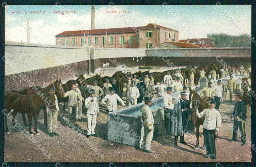 Militari Regio Esercito Artiglieria Rivista a Pelo SCOLLATA cartolina XF0562 – fronte