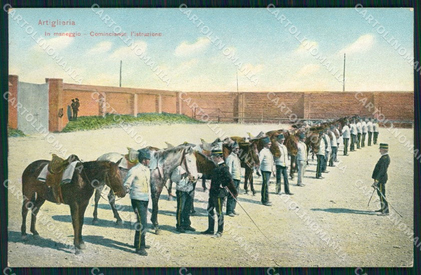 Militari Regio Esercito Artiglieria In Maneggio SCOLLATA cartolina XF0564 – fronte