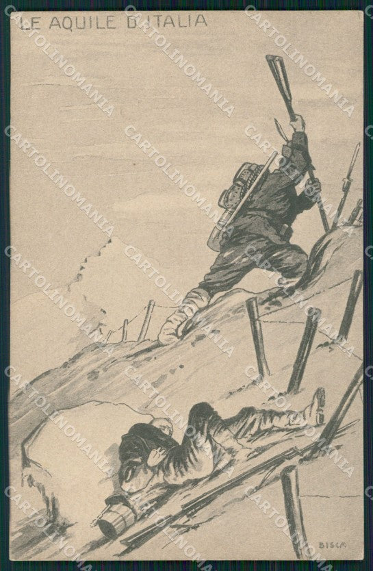 Militari Propaganda WWI Alpini Biscaretti cartolina XF0593 – fronte