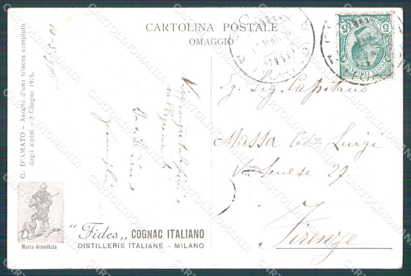 Militari Propaganda WWI Alpini D'Amato cartolina XF0605 – retro