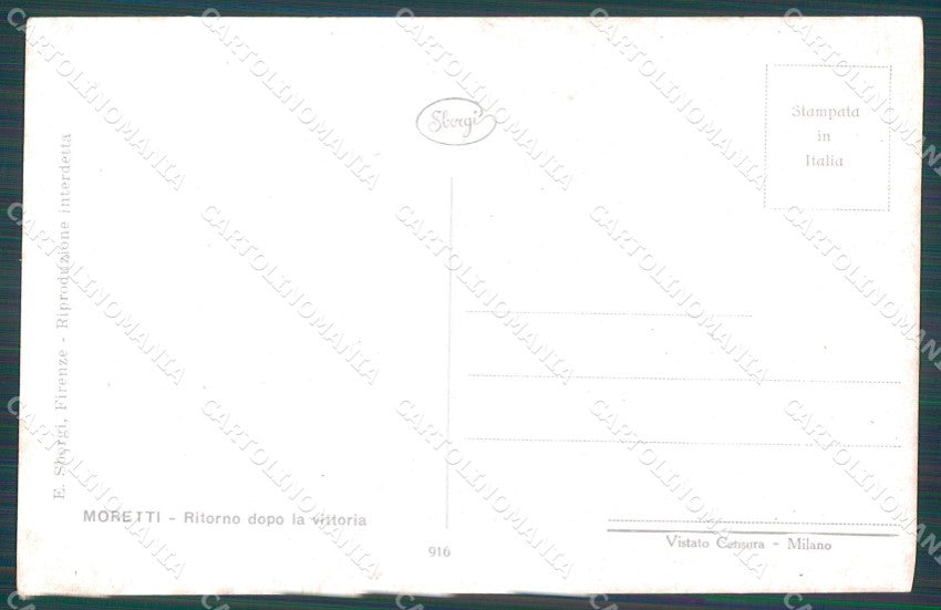 Militari Propaganda WWI Alpini Ritorno Moretti cartolina XF0606 – retro