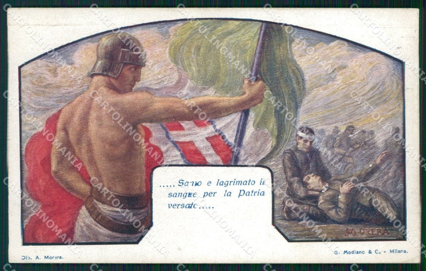 Militari Propaganda WWI Tricolore Morera cartolina XF0633 – fronte